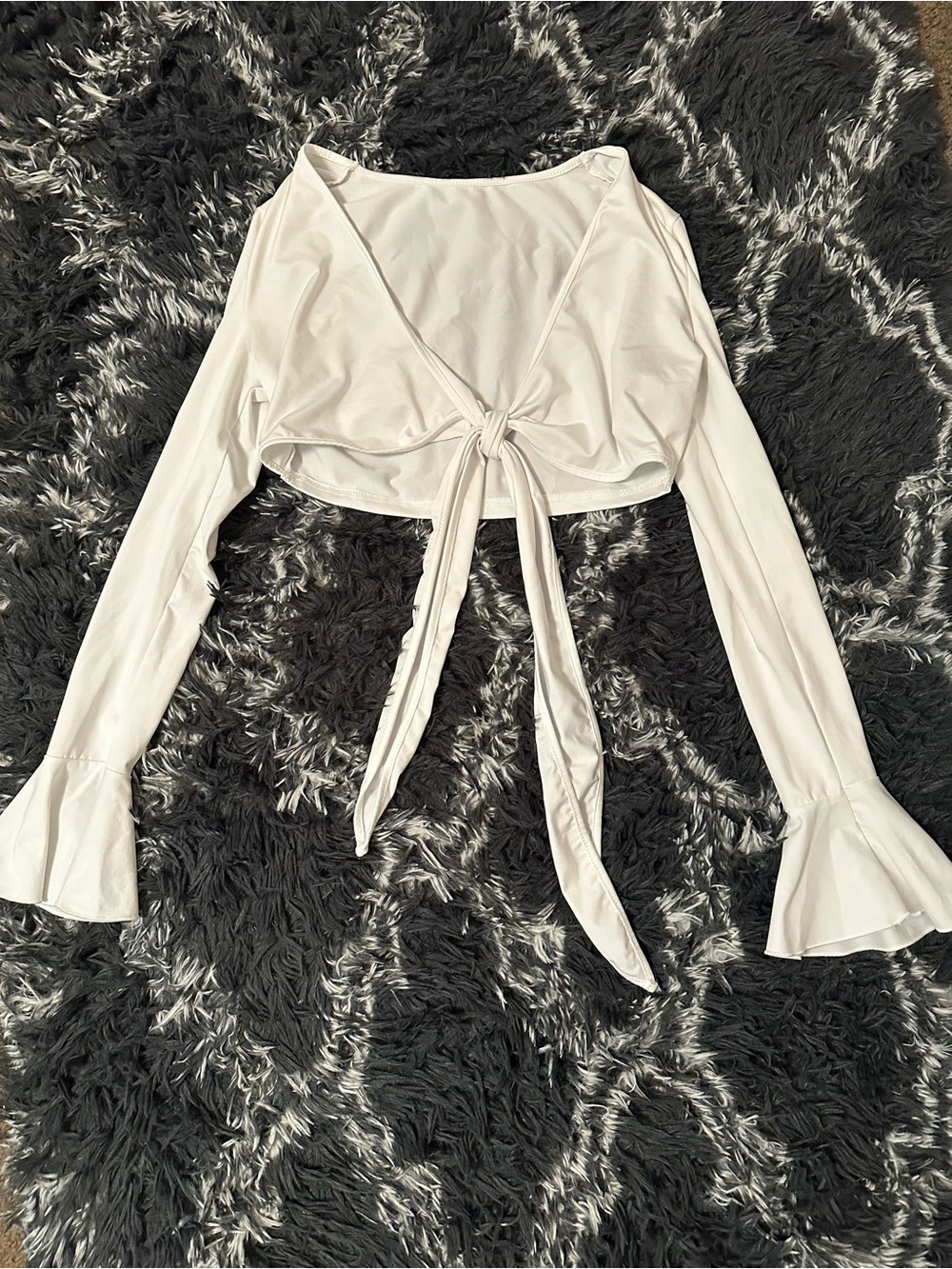 Tie-Front Long Sleeve Crop Top